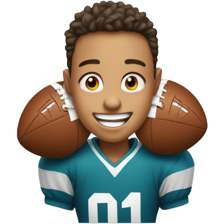 happy boy portrait scoring touchdown  emoji