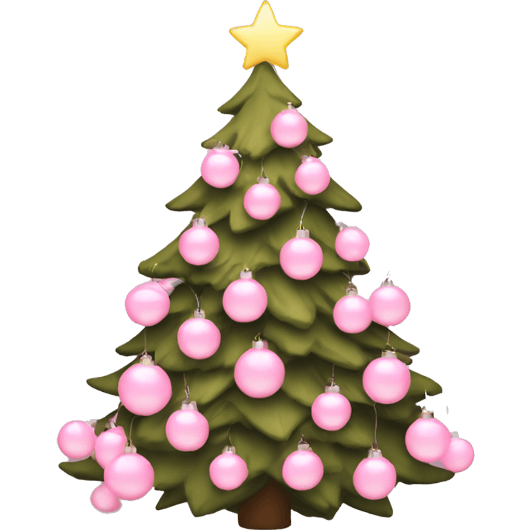 christmas tree with light pink lights and light pink ornaments  emoji