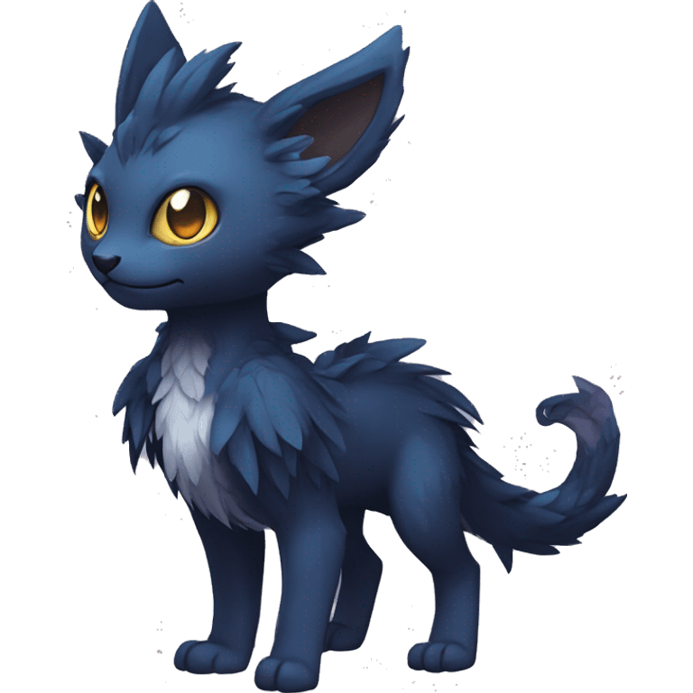 Cute cool fantasy dark-themed animal hybrid Fakemon full body emoji