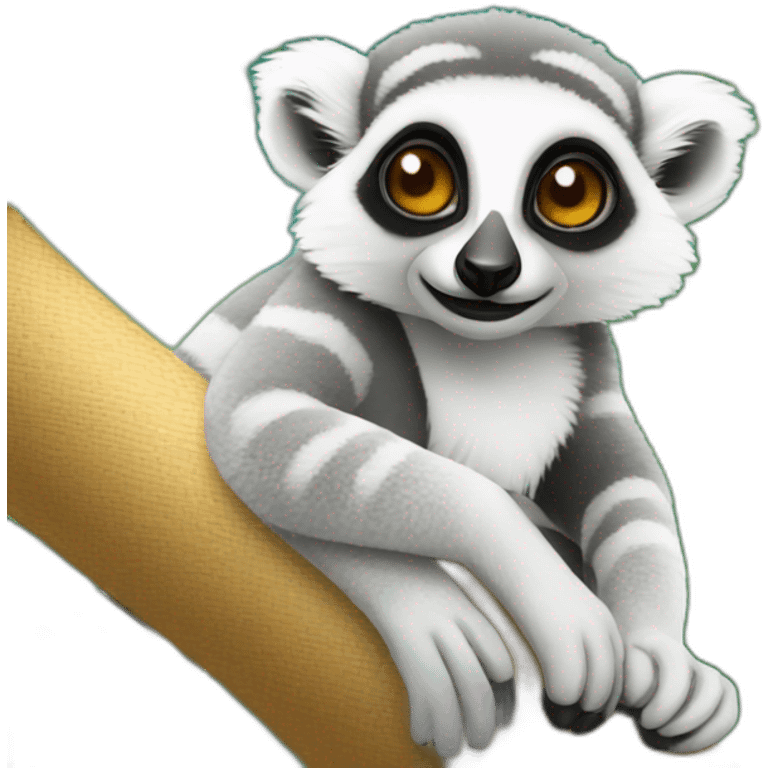 lemur resting under a palm tree emoji