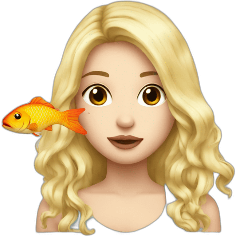 Girl blonde long hair kiss big fish emoji