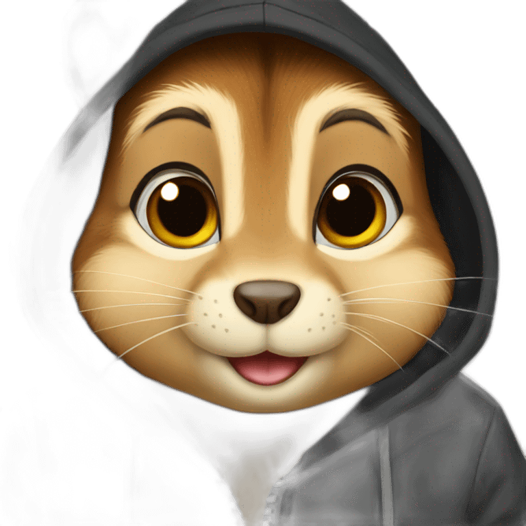 Chipmunk wearing a black hoodie emoji