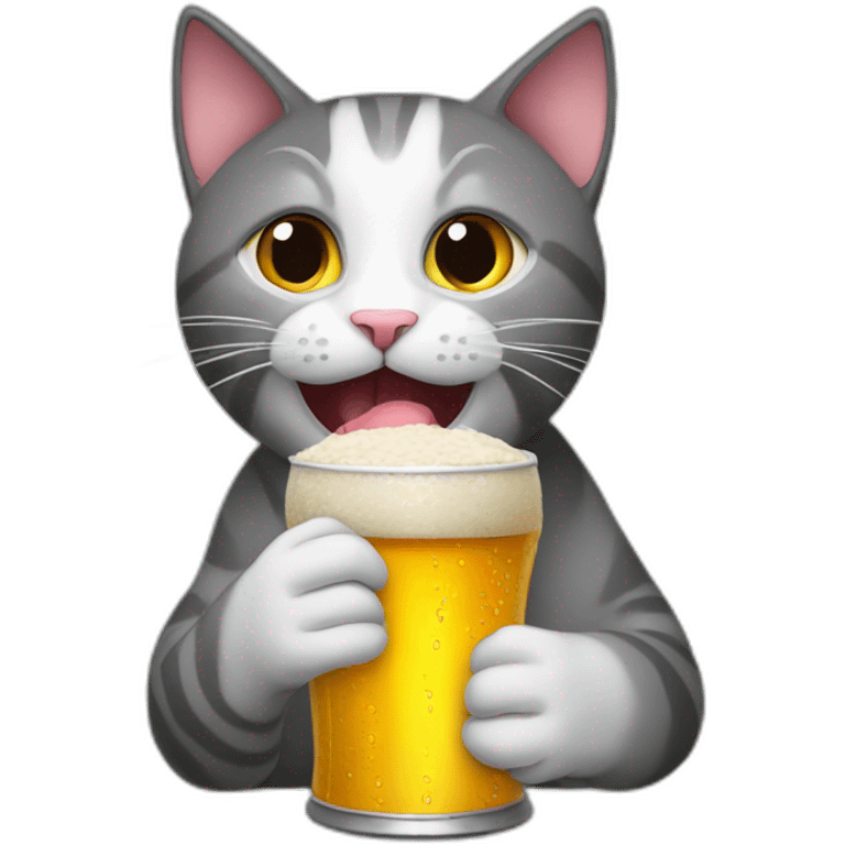 Cat eating beer can emoji