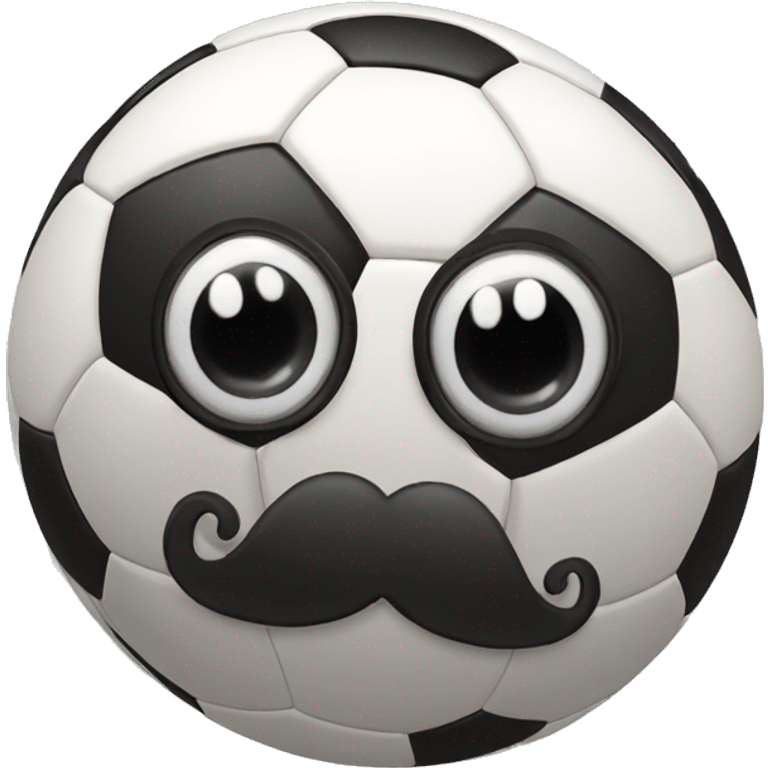 Soccer ball with eyes and moustache  emoji