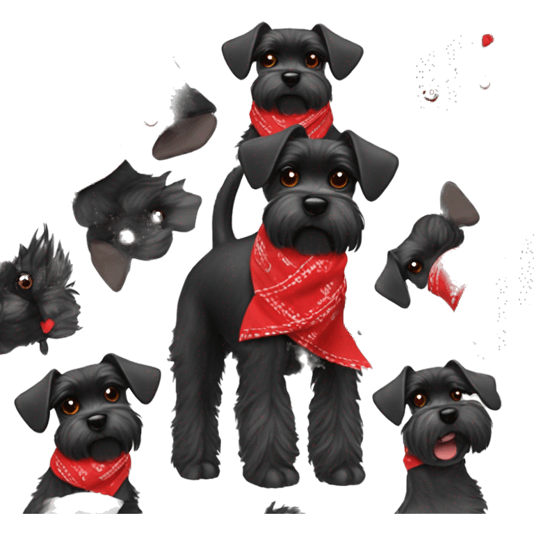 Black miniature schnauzer with red bandana emoji