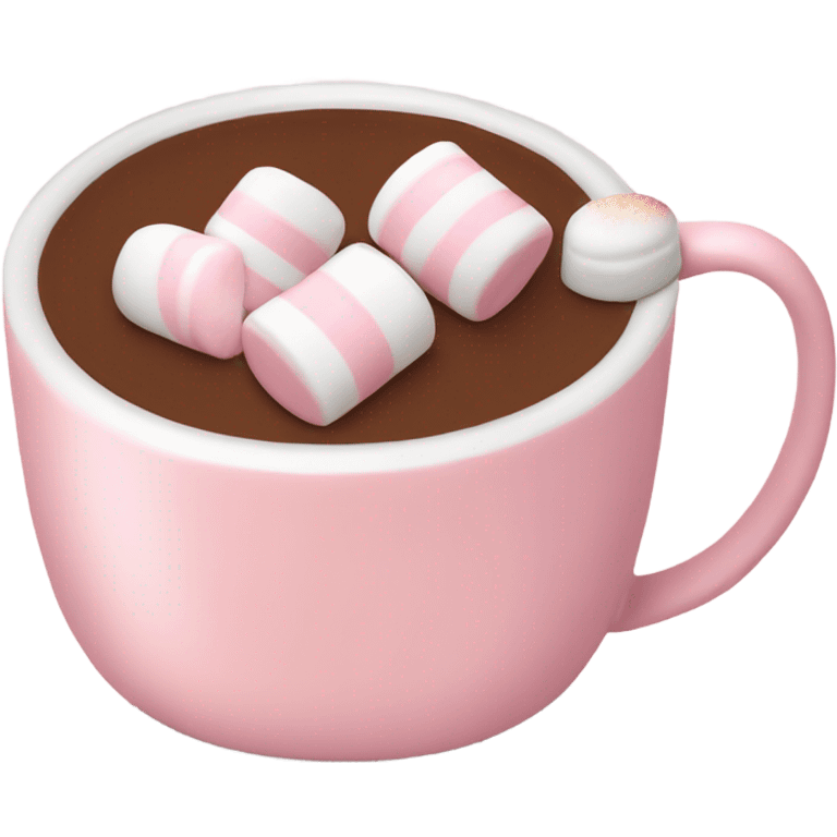 Light Pink mug of hot chocolate with marshmallows  emoji