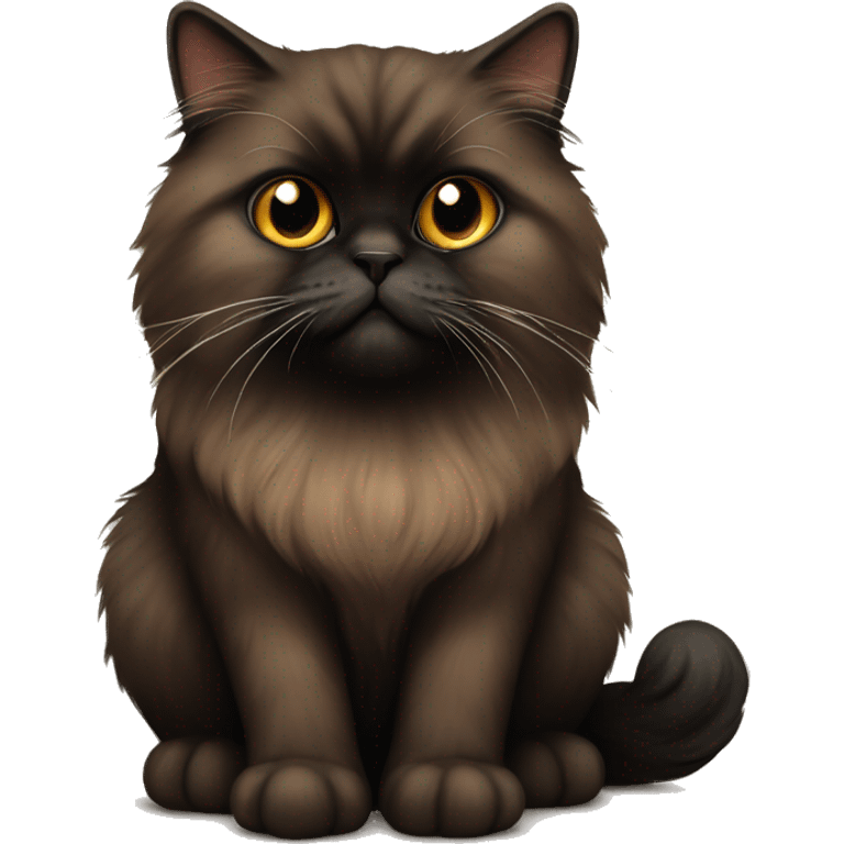 Brown and black persian cat sitting emoji