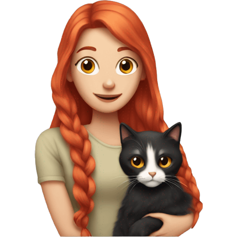 Long red hair holding a calico cat emoji