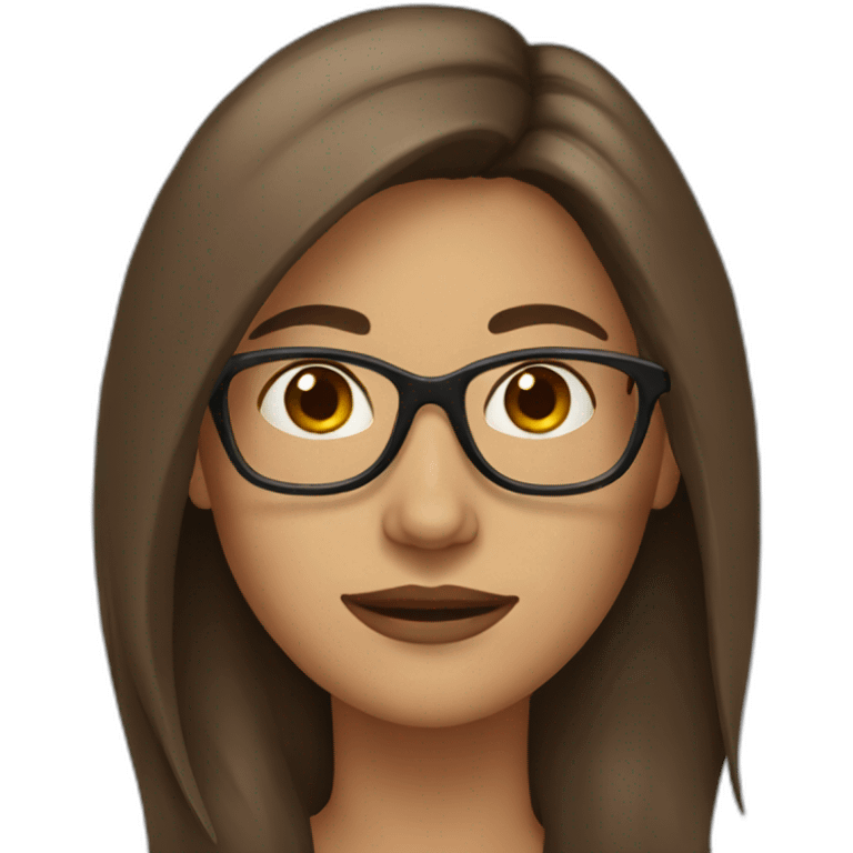 woman with brown shoulder long hair and glasses emoji