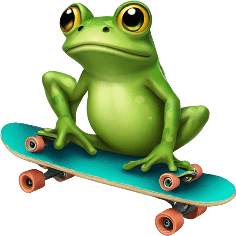 Frog with skateboard emoji