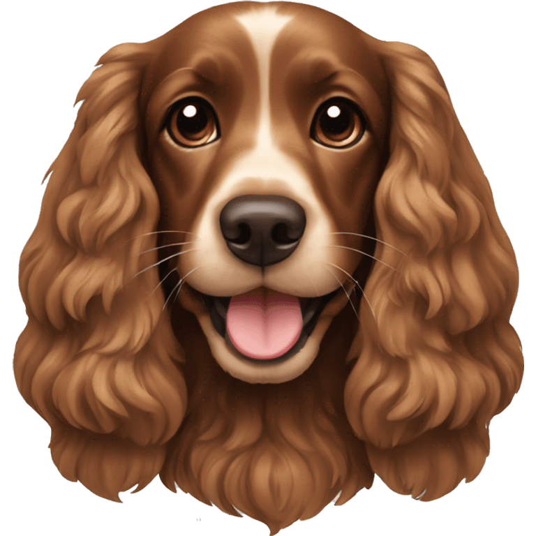 Brown Cocker spaniel smiling and very cute emoji