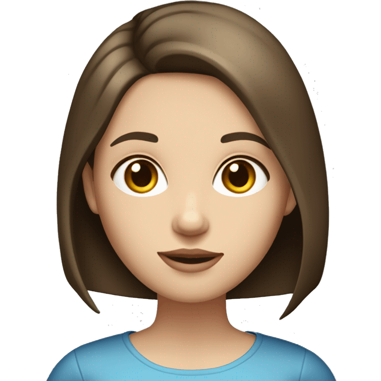 Brunette Girl with a straight bob and pale skin tone and blue eyes reading a book  emoji