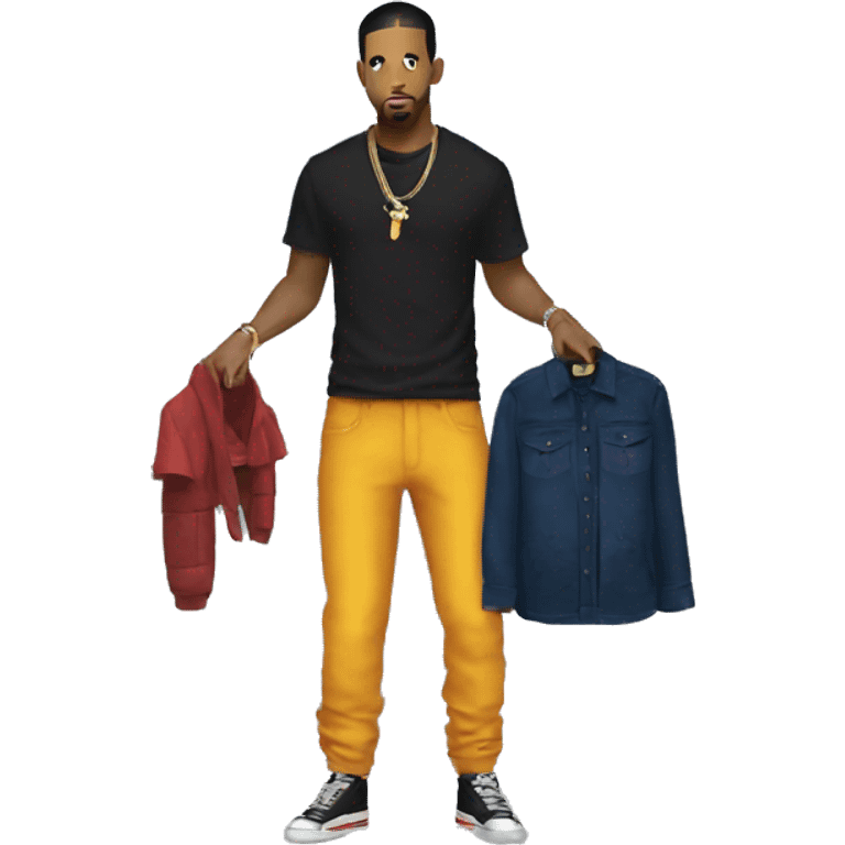 Travis Scott giving clothes to drake emoji