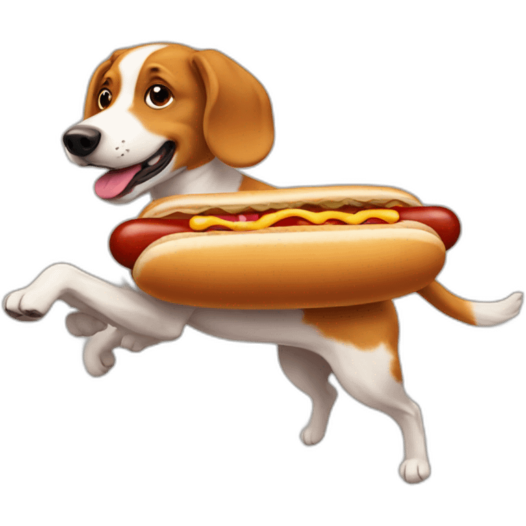 hotdog running from dog emoji