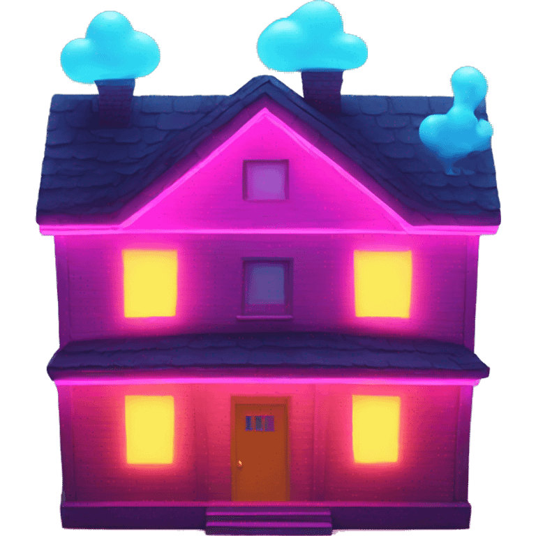 Square Neon blow up house emoji