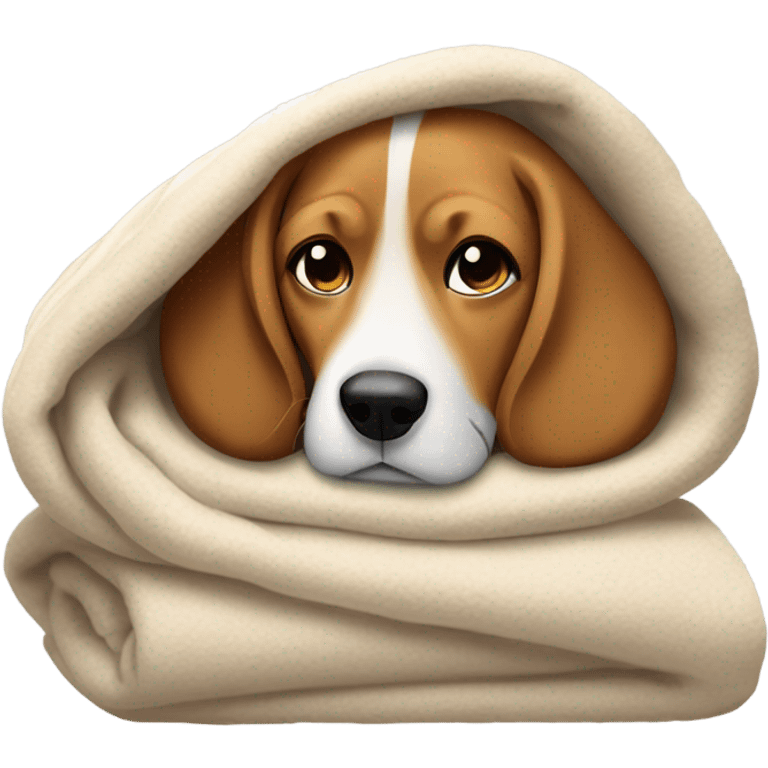 Beagle under warm cozy blanket emoji