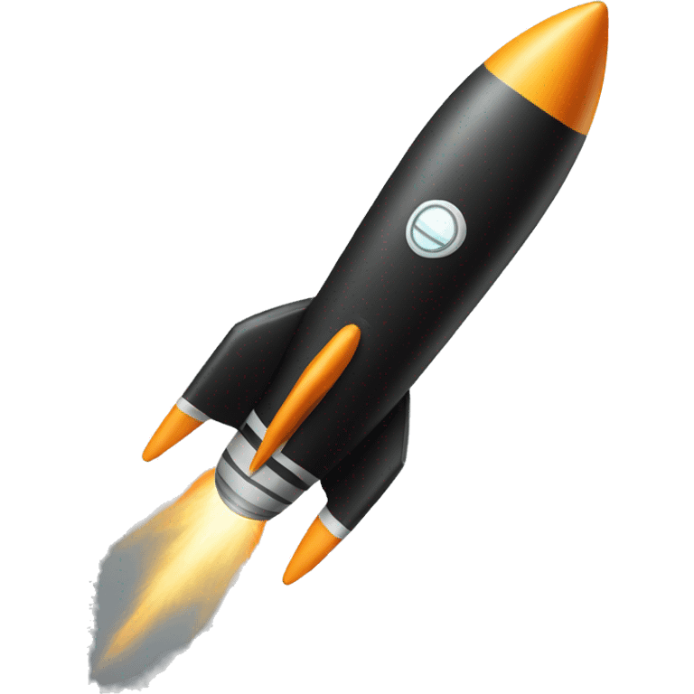 A black rocket that takes off, with the symbol 0 drawn on it. emoji