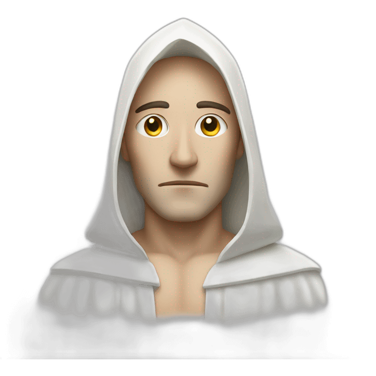 a man in a white robe and a white triangular pointed mask emoji