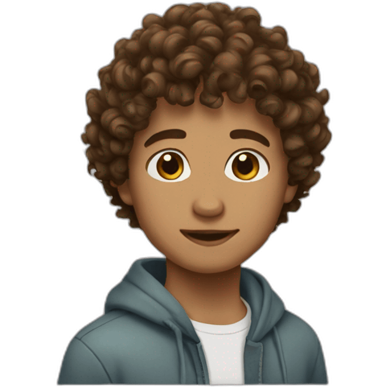 Boy Brown hair curly emoji