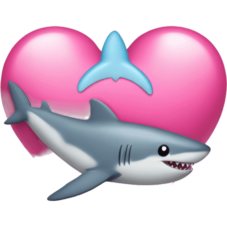 pink heart and inside this heart is a cute shark emoji