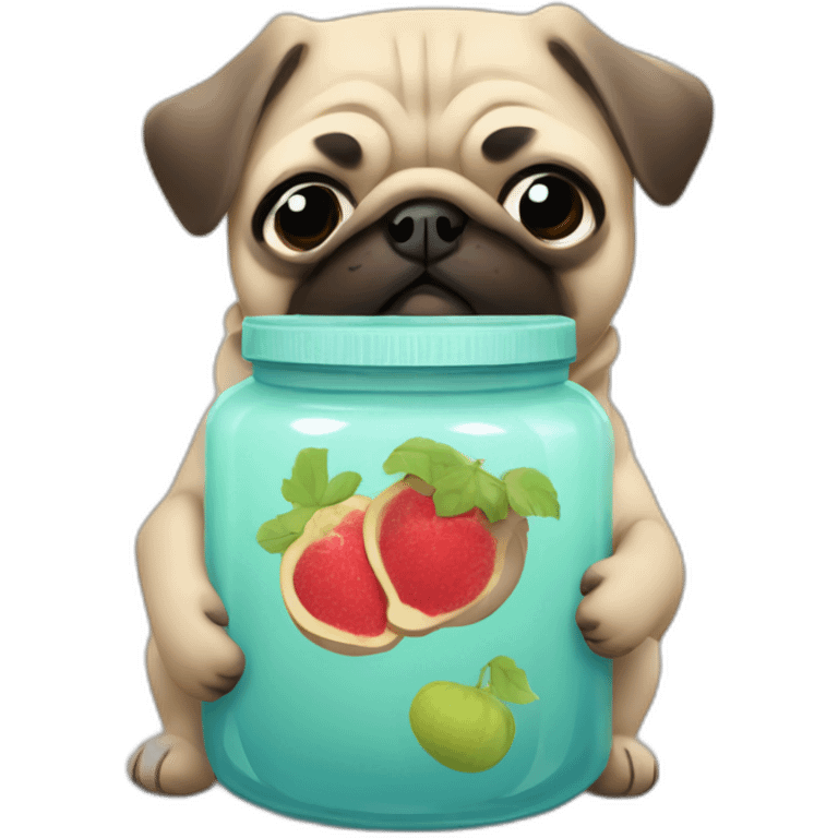 pug hugging jar of figjam emoji