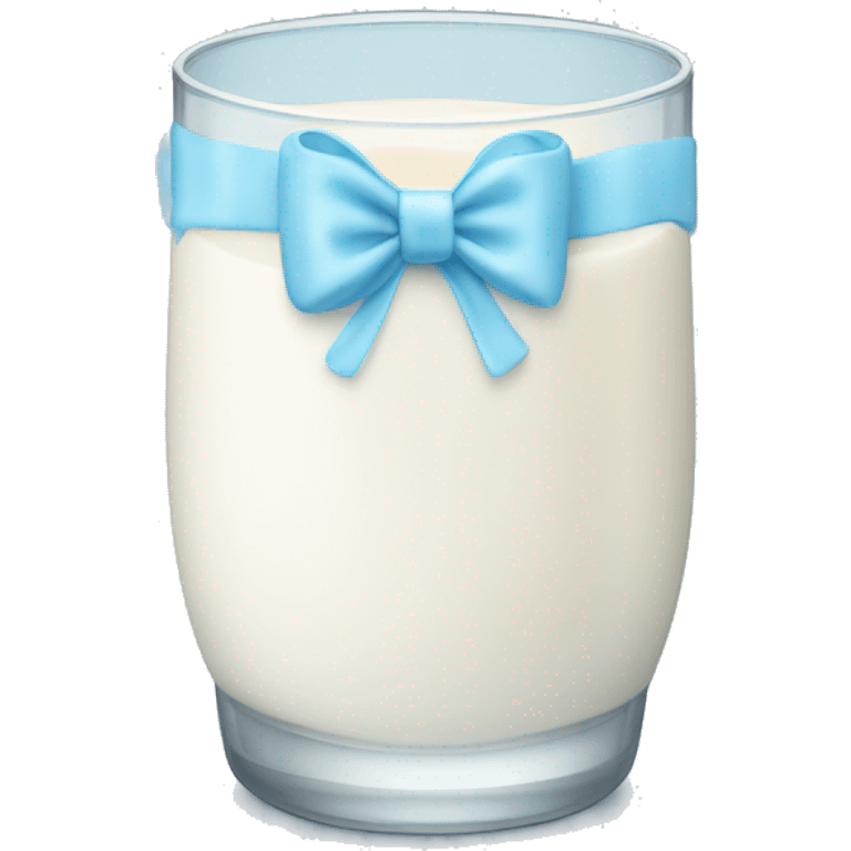 Glass of milk with a light blue bow wrapped around the glass  emoji