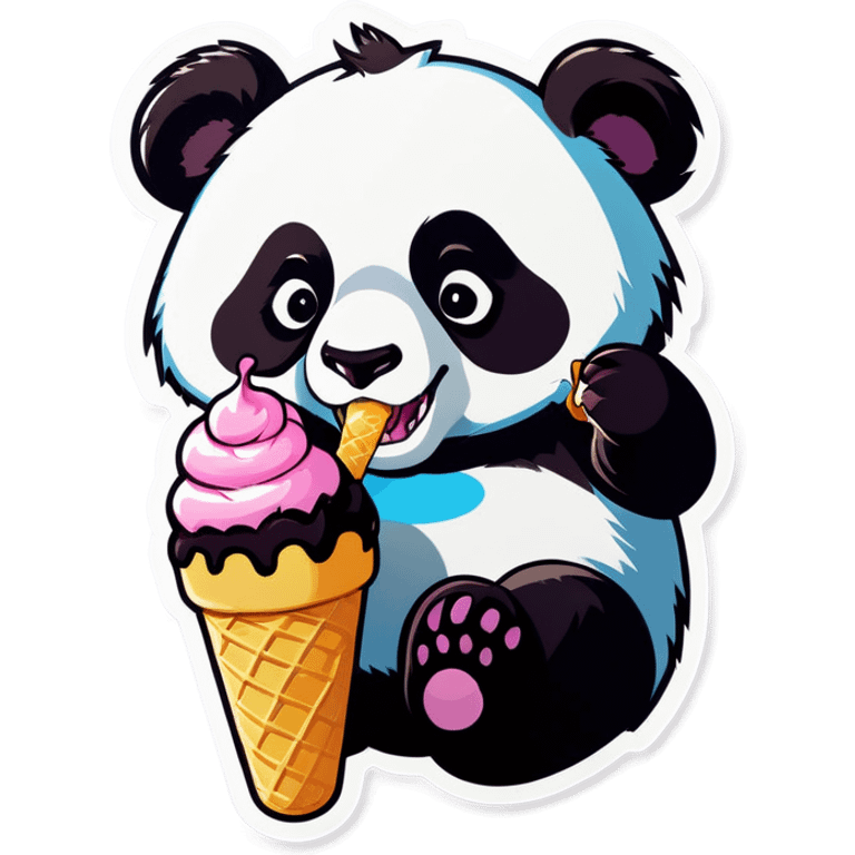 Panda eating ice cream emoji