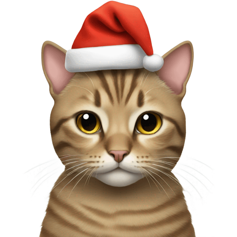 cat wearing a christmas hat emoji