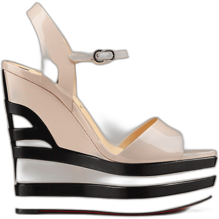 Platform wedges black louboutin sandal patent emoji