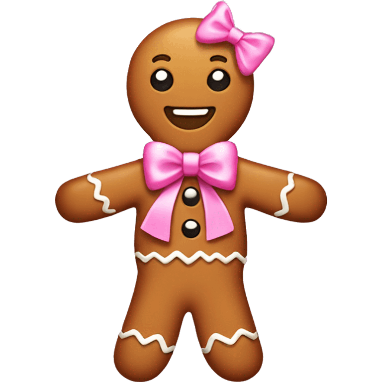 Gingerbread man with a pink bow  emoji