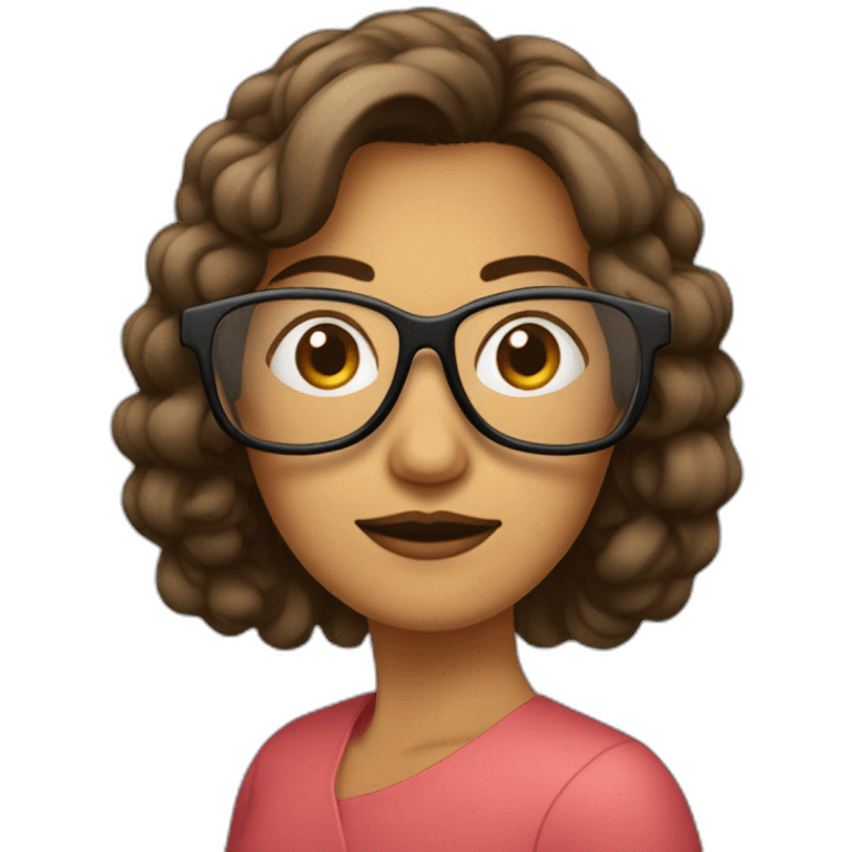 Femme énervée coupe au carré, avec lunettes carré emoji