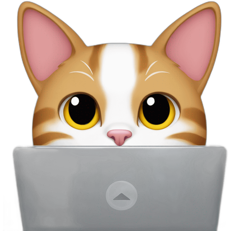 cat ears behind a computer emoji