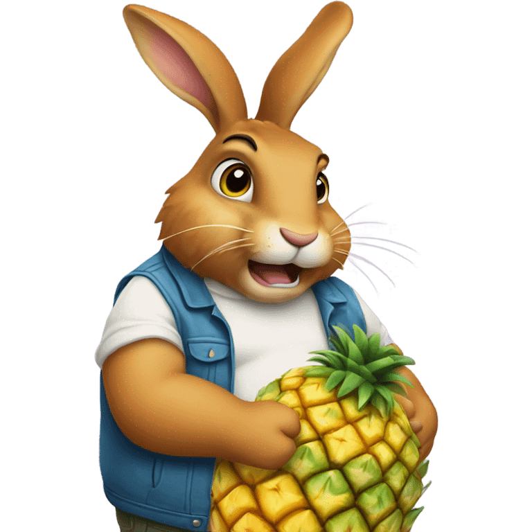 Fat stupid hare eating pineapple  emoji