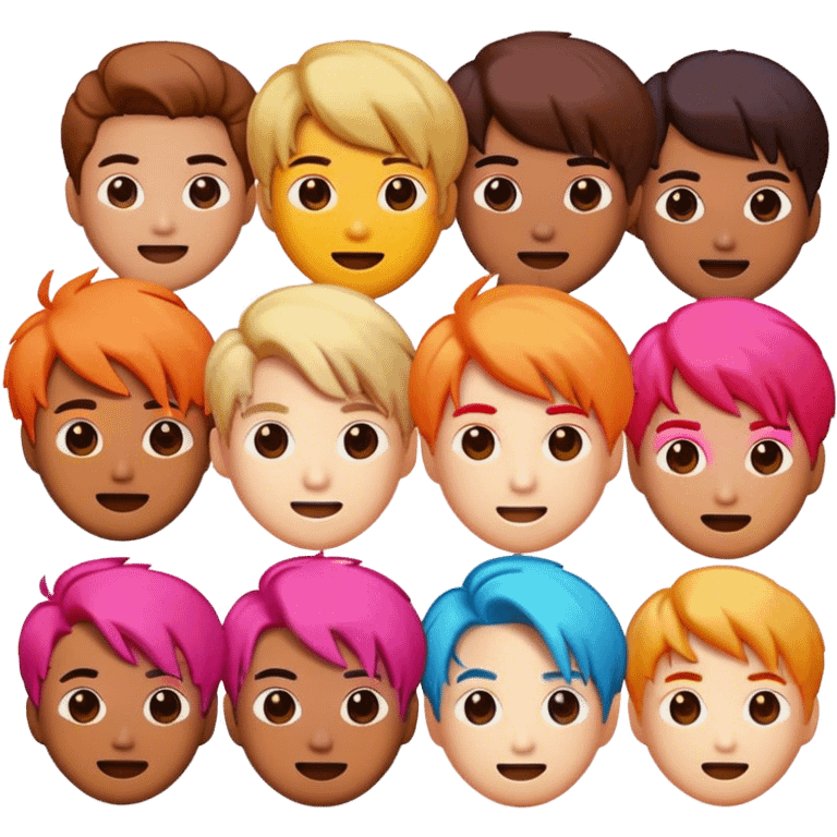 Cinematic Realistic BTS Pop Culture Emoji, featuring a dynamic, energetic portrayal of the acclaimed K-pop group rendered with vibrant textures and energetic, colorful lighting. emoji