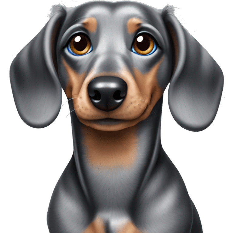 Grey and black dapple dachshund blue eyes emoji