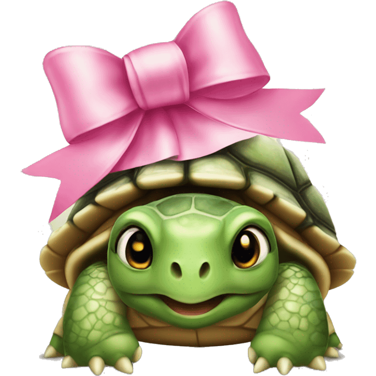 Turtle with pink bow on the head emoji