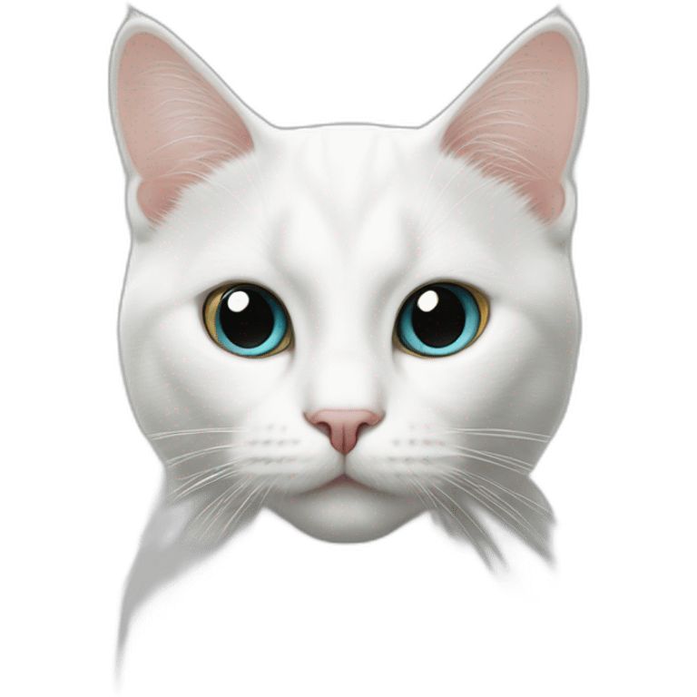 white cat with two big black dots emoji