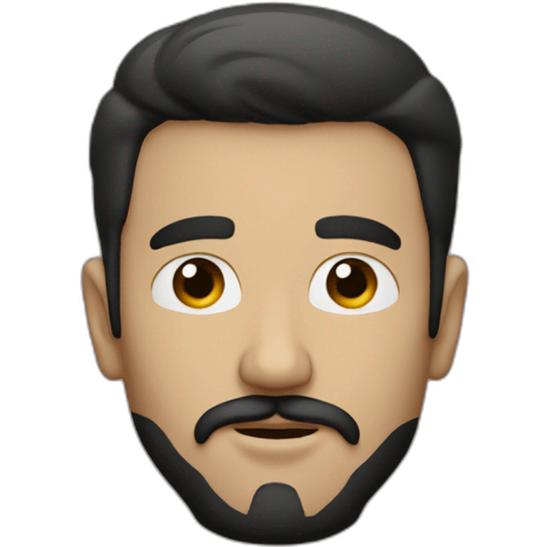 Man with very short black hair a goatee and mustache smoking emoji