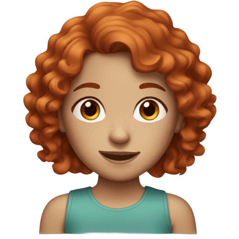 red-haired girl with wavy hair and freckles emoji