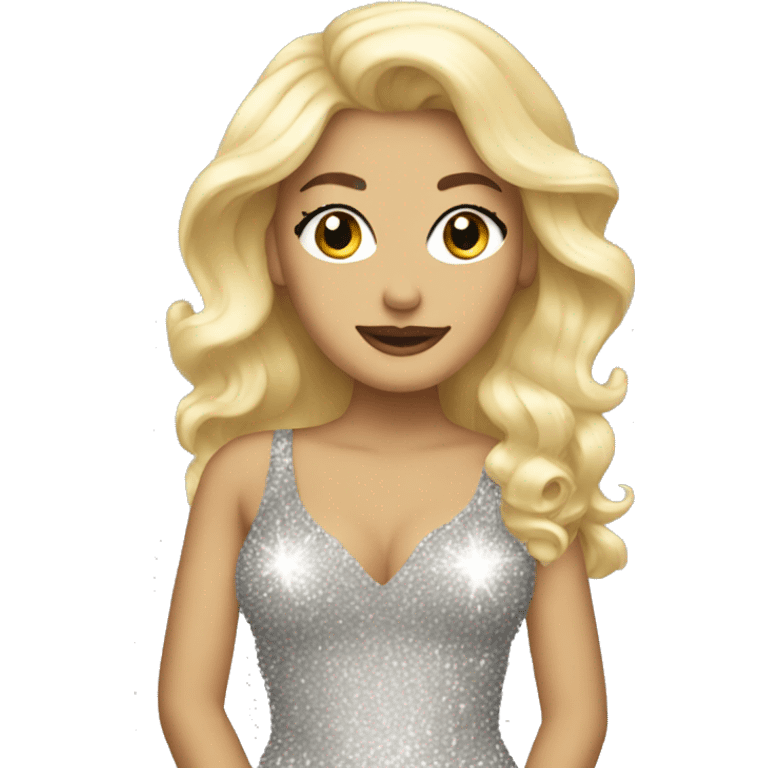 Blonde singer in sparkly dress emoji