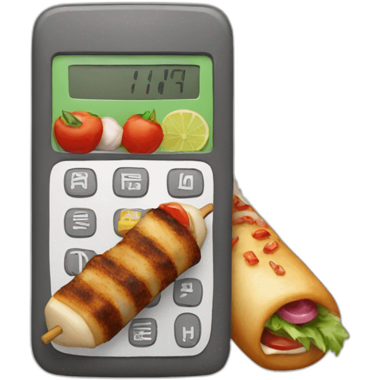 kebab and calculator emoji