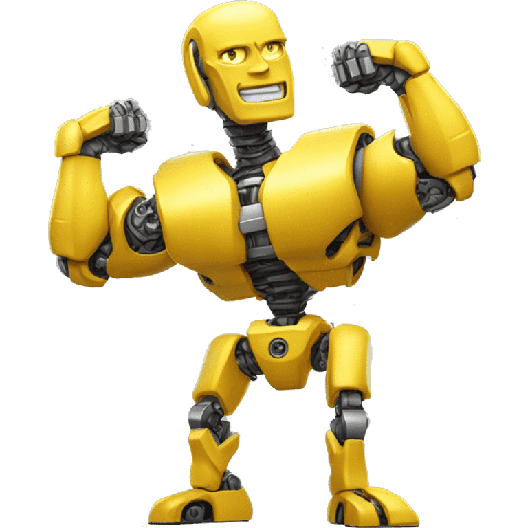 Yellow mechanical cyborg bicep that’s flexing emoji