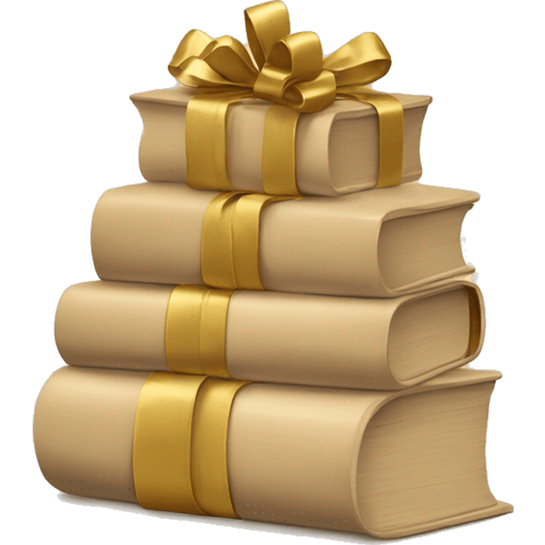 beige books stacked up and tied together by a golden bow emoji