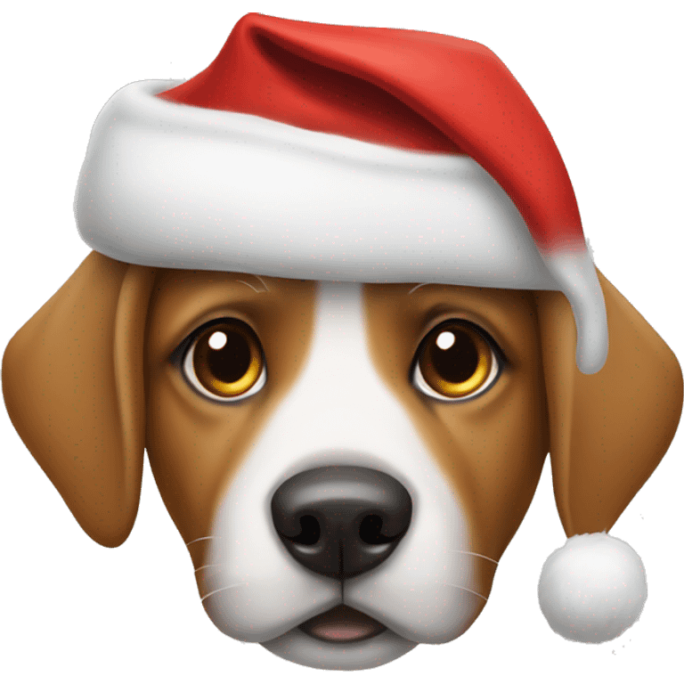 Dog wearing Santa hat emoji