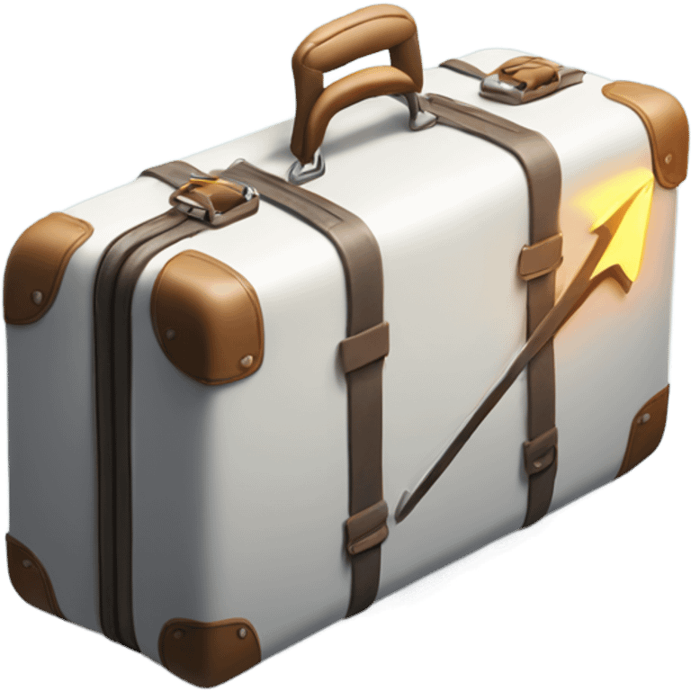 suitcase with a glowing arrow in white emoji