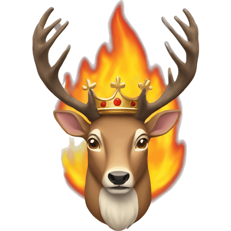 A stag in a crown of fire emoji