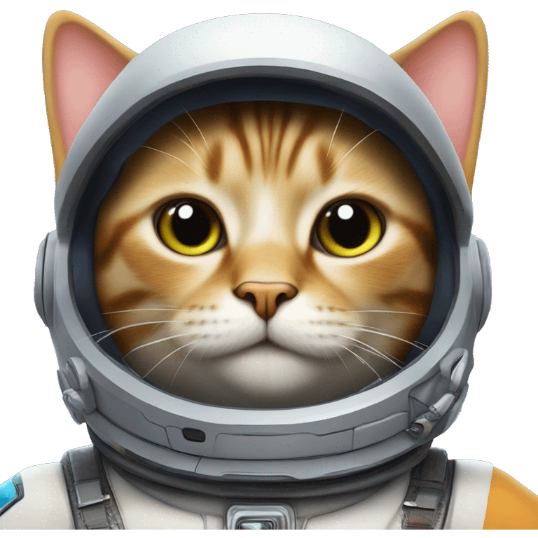 a space cat coming from outer space linking himself, wearing a helmet and fancy space accessories  emoji