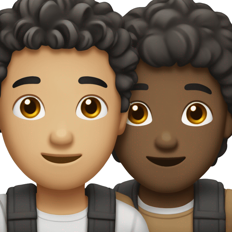 Two young men raising their right hand up one is blonde brown eyes and one is black hair brown eyes and a bit tan emoji