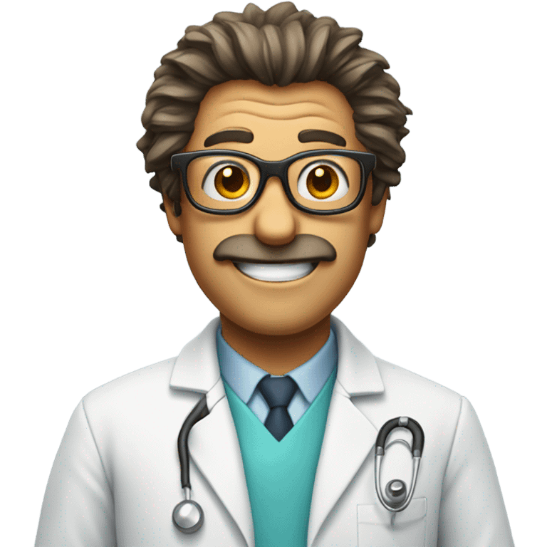 Crazy doctor with beer emoji