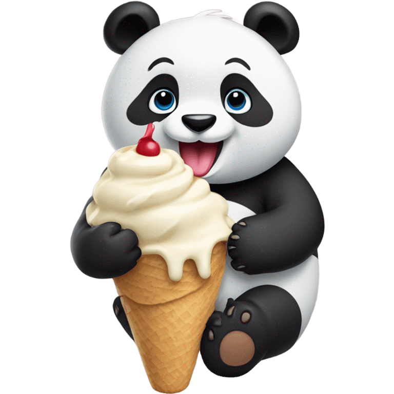 Panda eating ice cream emoji